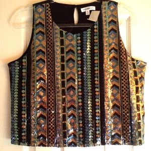 Sequin Crop Top Multi-Color Size L